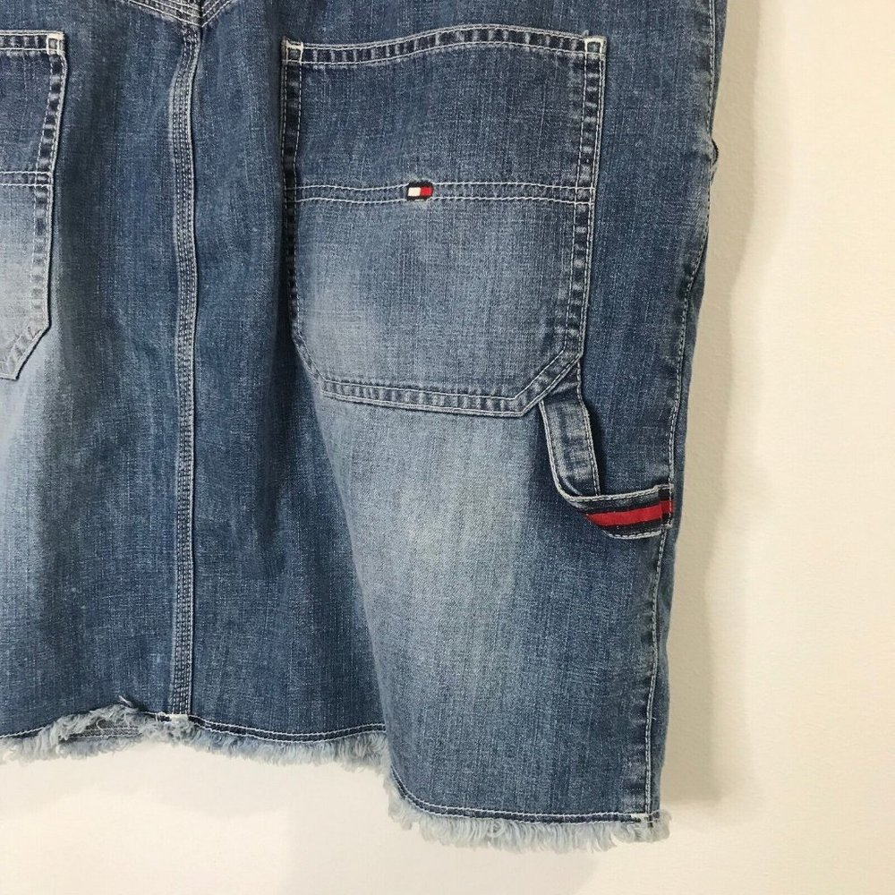 Vintage 90s Tommy Hilfiger Jean Denim Skirt Size 16 Painter Carpenter Pockets - Picture 8 of 12